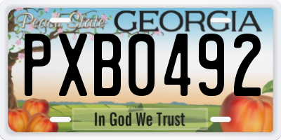 GA license plate PXB0492