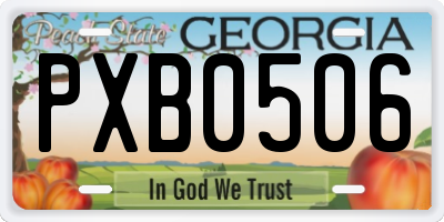 GA license plate PXB0506
