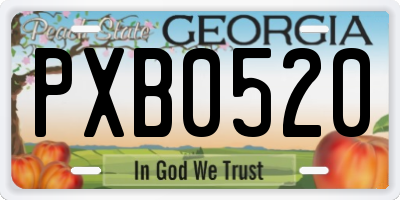 GA license plate PXB0520