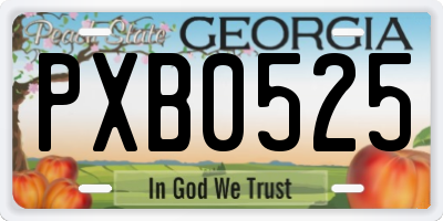GA license plate PXB0525