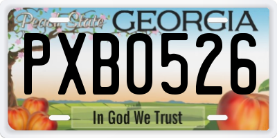 GA license plate PXB0526