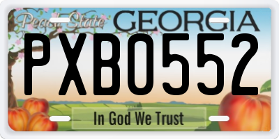GA license plate PXB0552
