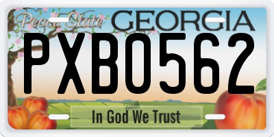 GA license plate PXB0562