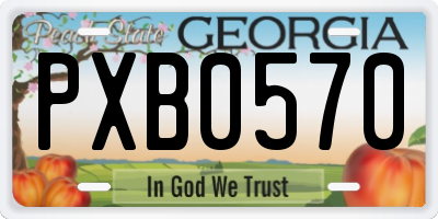 GA license plate PXB0570