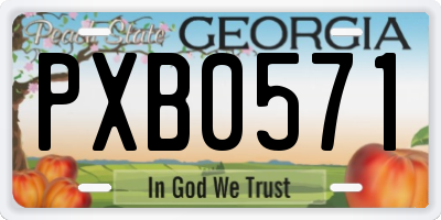 GA license plate PXB0571
