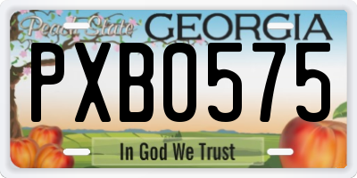 GA license plate PXB0575