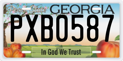 GA license plate PXB0587