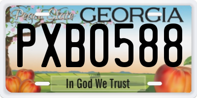 GA license plate PXB0588