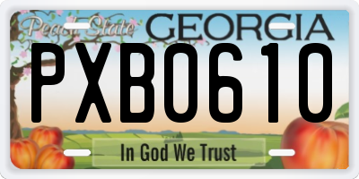 GA license plate PXB0610