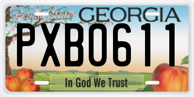 GA license plate PXB0611