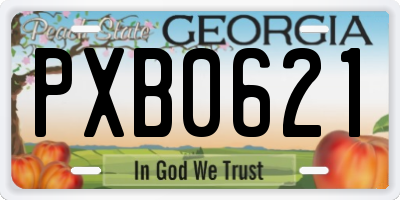GA license plate PXB0621