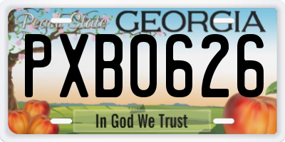 GA license plate PXB0626