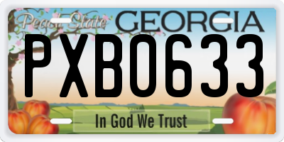 GA license plate PXB0633
