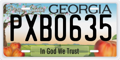 GA license plate PXB0635