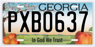 GA license plate PXB0637