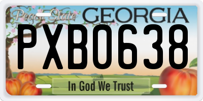 GA license plate PXB0638