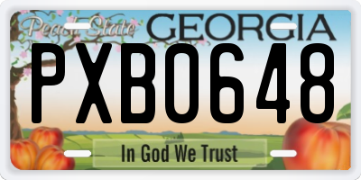 GA license plate PXB0648