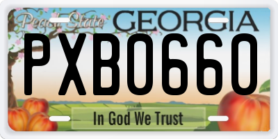 GA license plate PXB0660