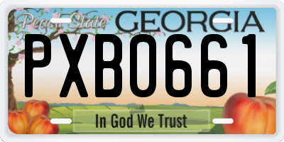GA license plate PXB0661