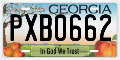 GA license plate PXB0662