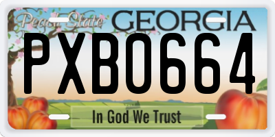 GA license plate PXB0664