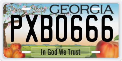 GA license plate PXB0666