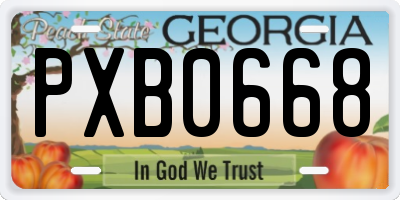 GA license plate PXB0668