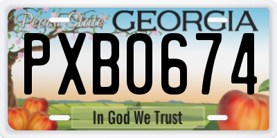 GA license plate PXB0674