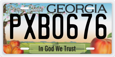 GA license plate PXB0676