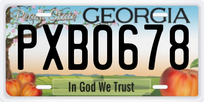 GA license plate PXB0678