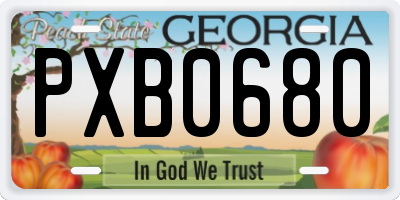 GA license plate PXB0680
