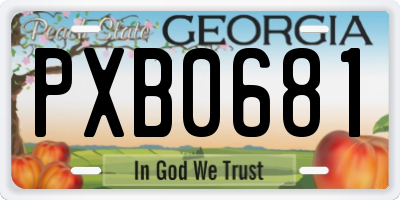 GA license plate PXB0681