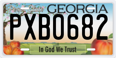 GA license plate PXB0682
