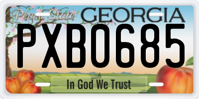 GA license plate PXB0685