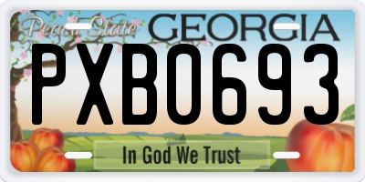 GA license plate PXB0693