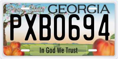 GA license plate PXB0694