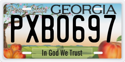 GA license plate PXB0697