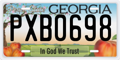 GA license plate PXB0698