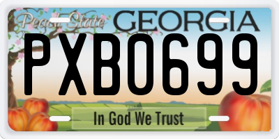 GA license plate PXB0699