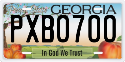 GA license plate PXB0700