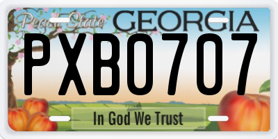 GA license plate PXB0707