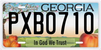 GA license plate PXB0710