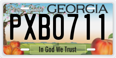 GA license plate PXB0711