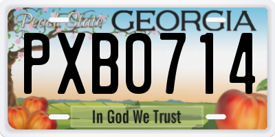 GA license plate PXB0714