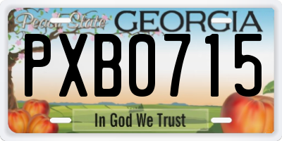GA license plate PXB0715