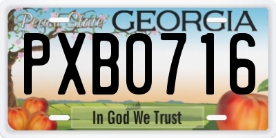 GA license plate PXB0716