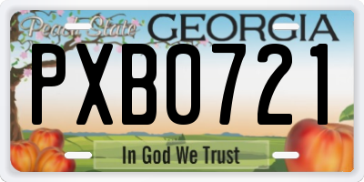 GA license plate PXB0721