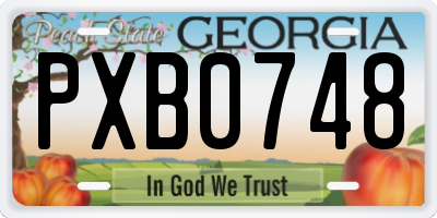 GA license plate PXB0748