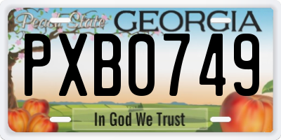 GA license plate PXB0749