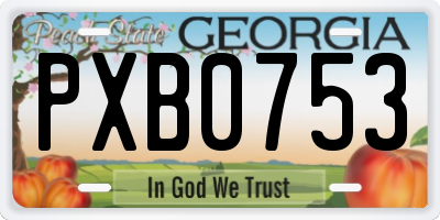 GA license plate PXB0753